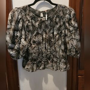 NWT Free People Women's Snakeskin Print Peplum Blouse